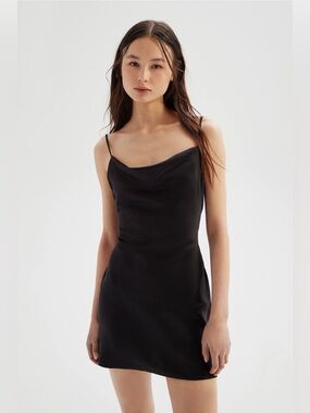 Urban Outfitters Black Cowl Neck Slip Mini Dress